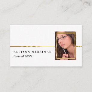 White   Gold Graduation Photo Insert Name Cards