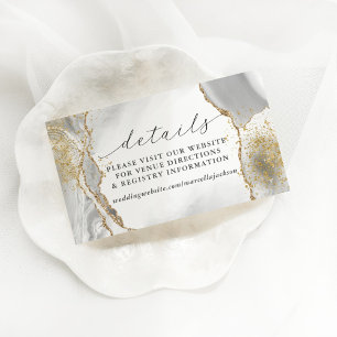 White, Gold & Grey Mist Agate Details Note Card