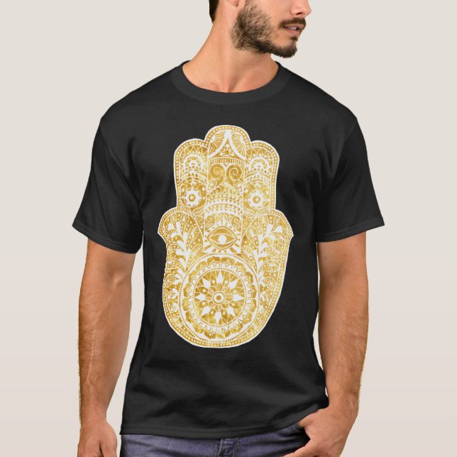 White Gold Hamsa Hand T-Shirt (Front)