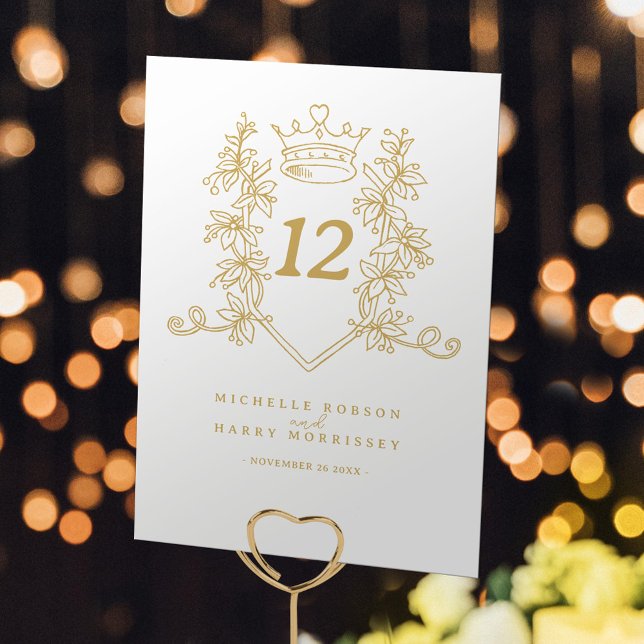 White Gold heart crown wedding  Table Number (Creator Uploaded)