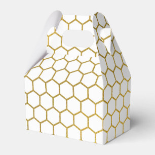 White & Gold Hexagon Geometric Pattern Favour Box