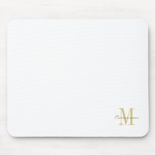 White Gold Initial and Name Personalised Mouse Pad