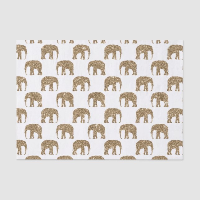 White gold jungle elephant party tissue tissue paper (Front)