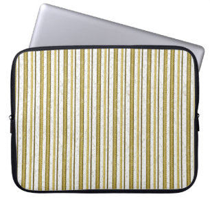 White gold lace stripes pattern laptop sleeve