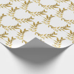 White Gold Leaf Monogram Elegant Chic Wedding Wrapping Paper<br><div class="desc">Beautiful white with gold leaf glitter accents wrapping paper that is chic and oh so elegant.  Faux gold. Simple elegance at its best. Minimalistic & modern.</div>