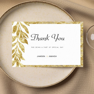 White gold leaves elegance floral Thank You Invitation