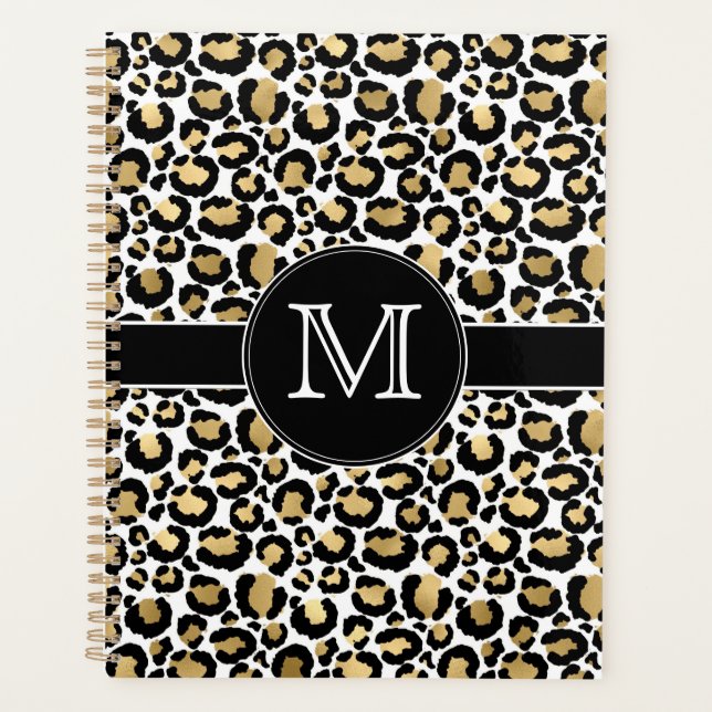 White & Gold Leopard Planner (Front)