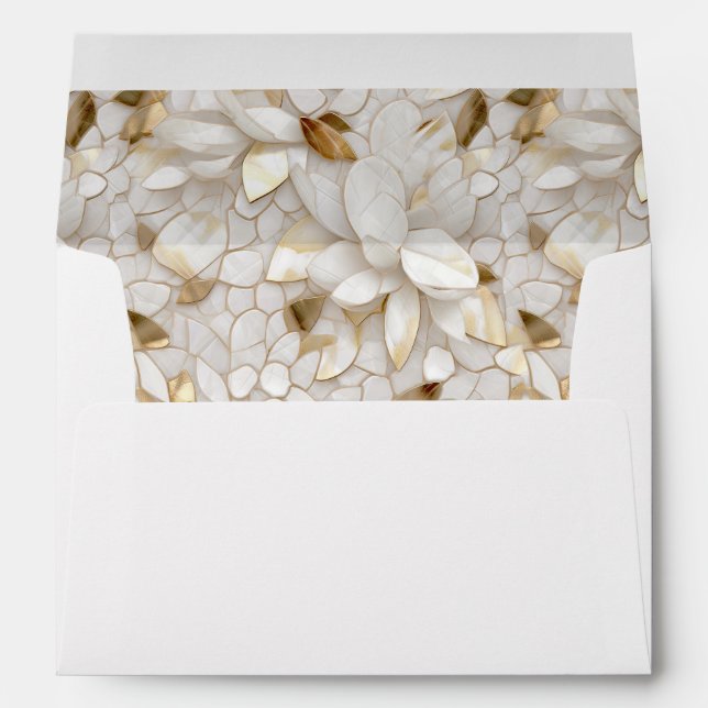 White Gold Lotus Flowers Envelope (Back (Bottom))