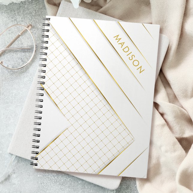 White Gold Luxury Modern Minimal Abstract Notebook (Creator Uploaded)