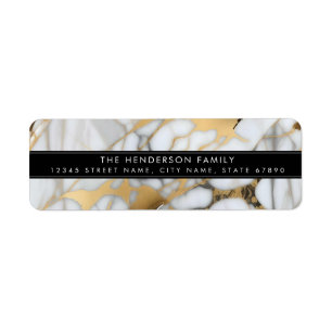 White Gold Marble Background Return Address Labels