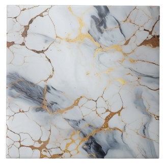 White Gold Marble Background with Cracks Tile