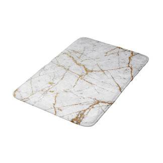 White & gold marble bath mat