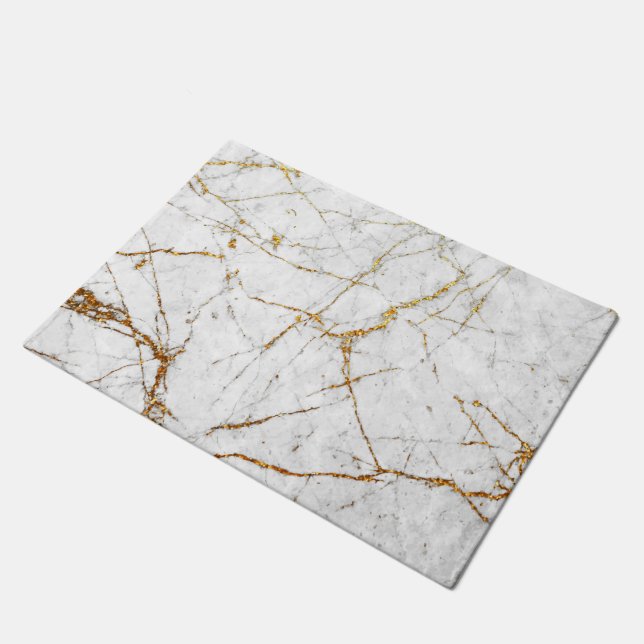 White & gold marble doormat (Angled)