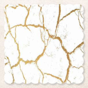 white gold marble paper coaster