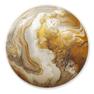White Gold Marble Pattern Ceramic Knob