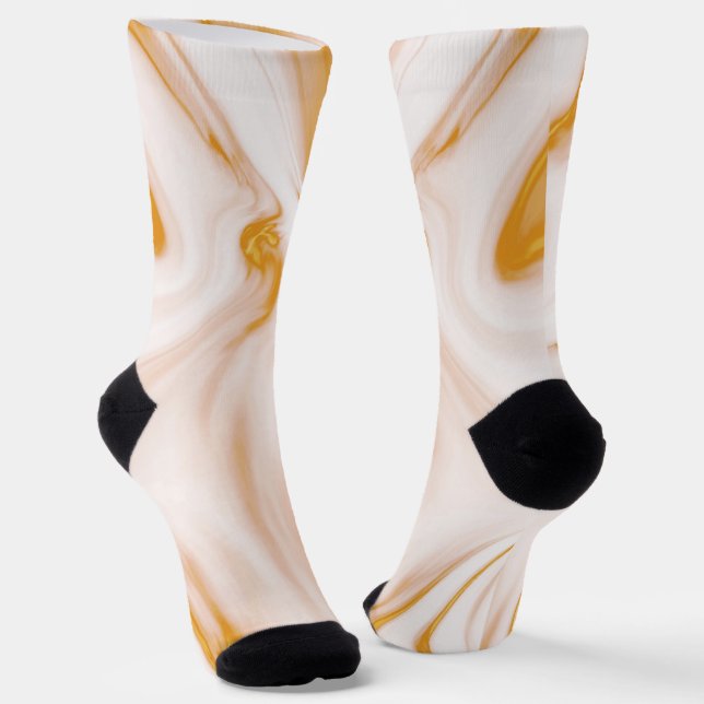 White & Gold Marble Stone  Socks (Angled)