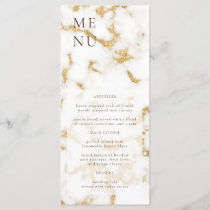 White Gold Marble Texture Wedding Menu