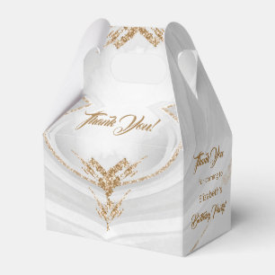 White Gold  Marble Thank You Birthday Favour Box