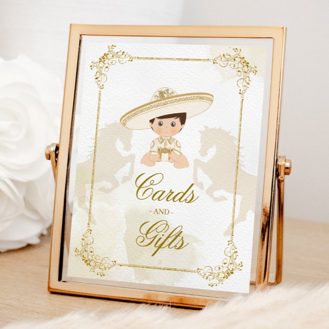 White Gold Mexican Baptism Birthday Cards Gifts Poster (Creator Uploaded)