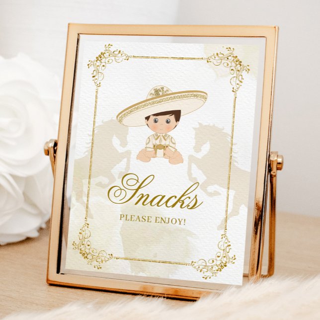 White Gold Mexican Boy Baptism 1st Birthday Snacks Poster (Creator Uploaded)