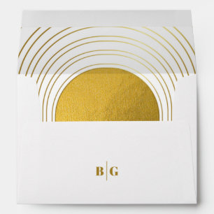 White & Gold Modern 5x7 Wedding Invitation Envelope