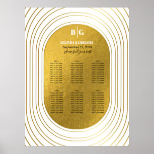 White & Gold Modern Arch Wedding Seating Chart