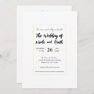 White & Gold Modern Minimal Elegant Wedding Invitation