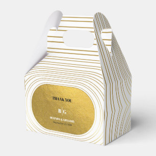White & Gold Modern Minimalist Arch Wedding  Favour Box