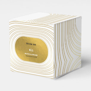 White & Gold Modern Minimalist Arch Wedding Favour Box