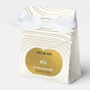 White & Gold Modern Minimalist Arch Wedding Favour Box