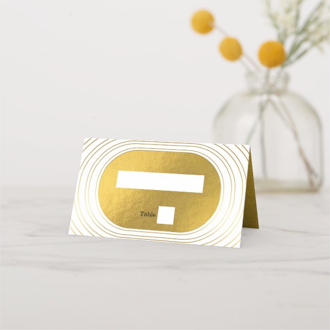 White & Gold Modern Minimalist Arch Wedding Place Card (Front)