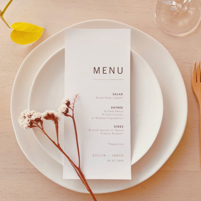 White & Gold Modern Minimalist Wedding Menu (Creator Uploaded)