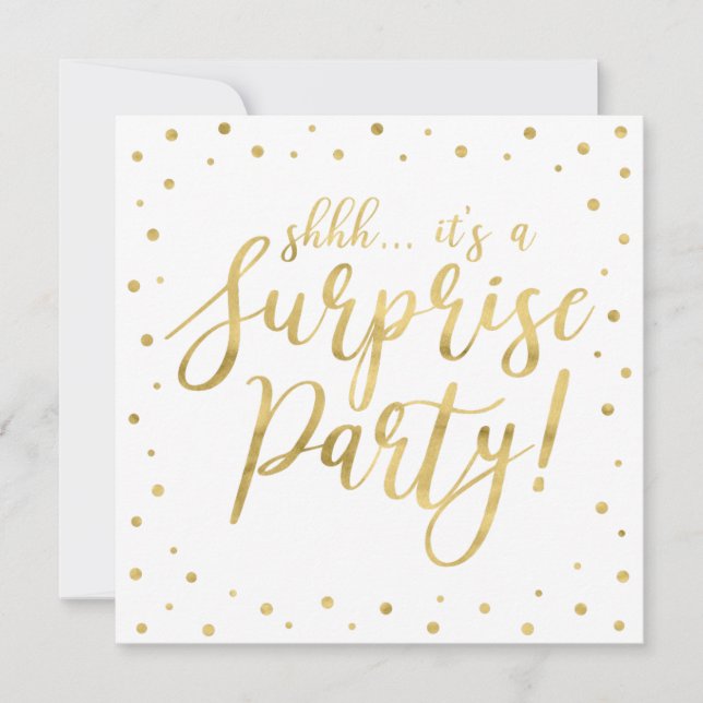 White & Gold | Modern Surprise Retirement Party Invitation (Front)