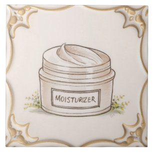 White & Gold Moisturizer Container Funny Bathroom Tile
