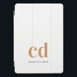 White gold monogram initials elegant modern iPad pro cover<br><div class="desc">A stylish white background,  golden and black text. Personalise and add your monogram initials and a name.  For both him and her. Minimalist and modern!</div>