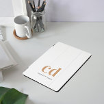 White gold monogram initials elegant modern iPad pro cover<br><div class="desc">A stylish white background,  golden and black text. Personalise and add your monogram initials and a name.  For both him and her. Minimalist and modern!</div>
