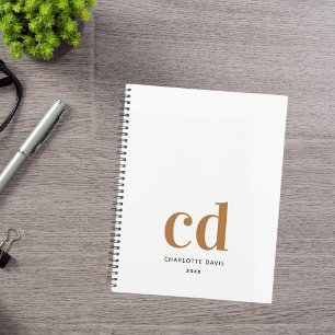 White gold monogram initials modern 2025 planner