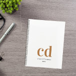 White gold monogram initials modern 2026 planner<br><div class="desc">A stylish white background,  golden and black text. Personalise and add your monogram initials,  name and a year (any year)</div>
