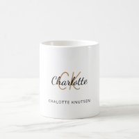 White gold monogram initials script elegant