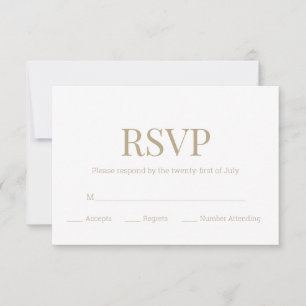 White Gold Monogram Modern Wedding RSVP Card