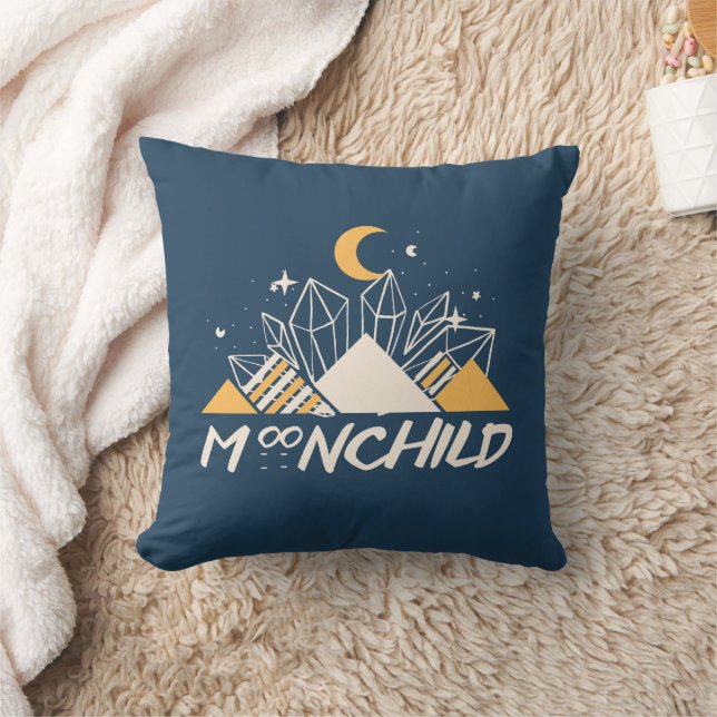   White Gold Moon Child Pyramids And Crystal  Cushion (Blanket)