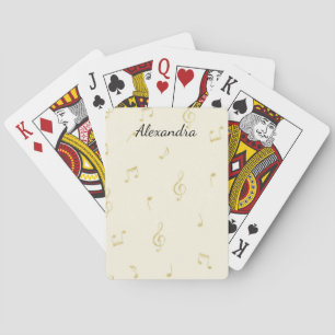 White Gold Music Notes Playing Cards