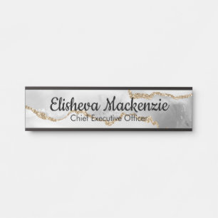 White Gold Office Door Sign Signs Name Plate