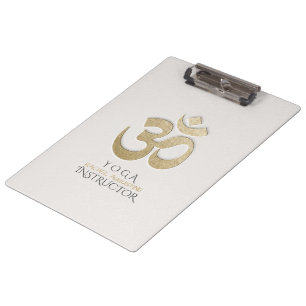 White & Gold OM Symbol Yoga Mediation instructor Clipboard