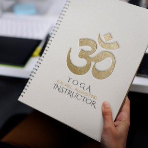 White & Gold OM Symbol YOGA Meditation Instructor Spiral Notebook