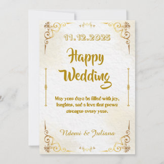 White Gold Ornate Frame Wedding Invitation