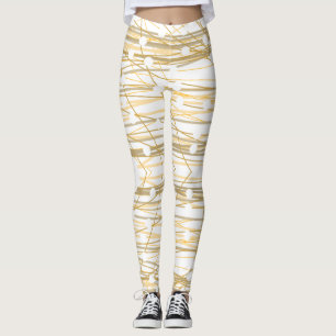 White Gold Pattern Leggings