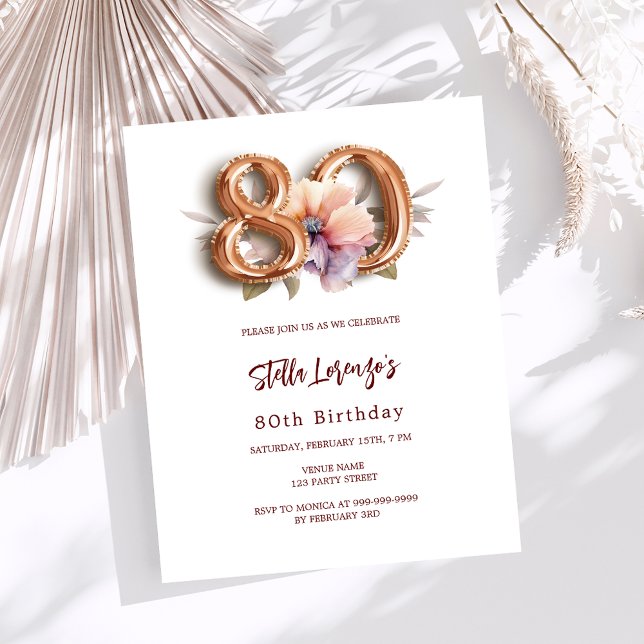 White gold peach floral budget 80th birthday (Creator Uploaded)