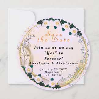 White Gold Personalised Floral Elegant Wedding  Invitation