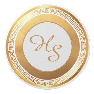 White Gold Personalised Monogram Ceramic Knob